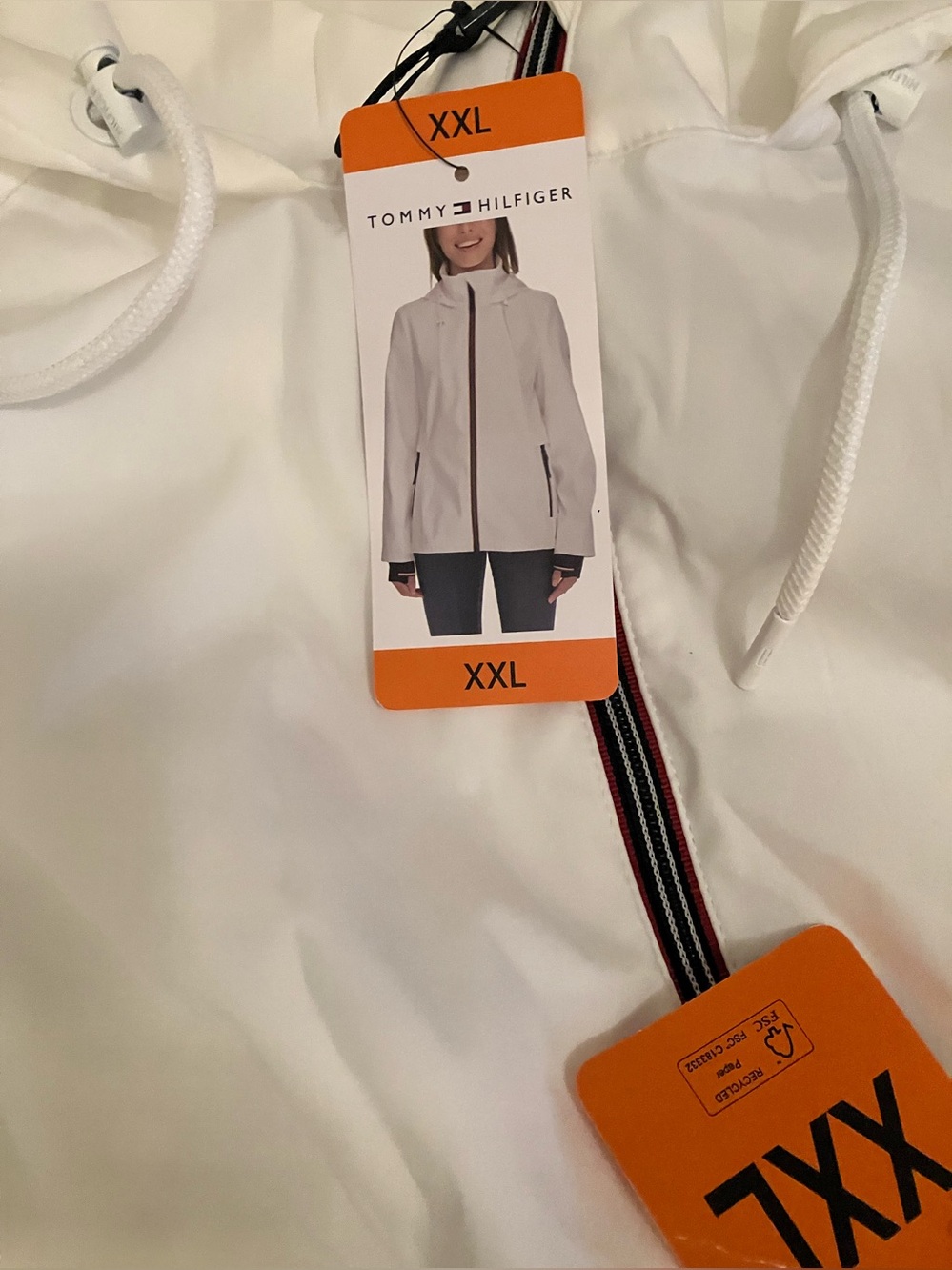 NWT, Tommy Hilfiger White Jacket, With Hood, Size XXL - Picture 4 of 6